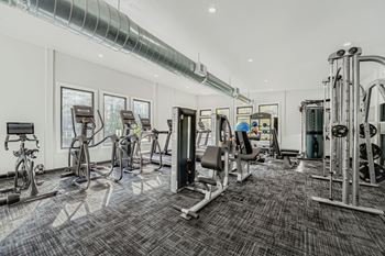 Fitness center with free weights